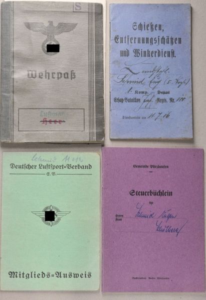 Germany (1933-1945)  Property of aircraft mechanic Schmid at Lager Lechfeld.  Passports,