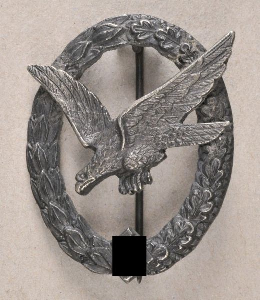 Germany (1933-1945)  Air gunner badge (without thunderbolt).  Zinc, eagle double riveted, 2/58