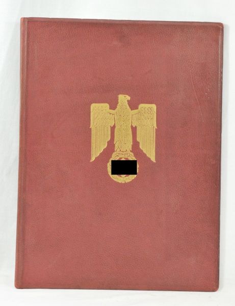 Germany (1933-1945)  Map of certificated of appointment.  Leather map in red, with a golden eagle,