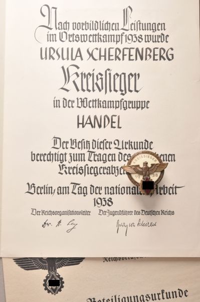 Germany (1933-1945)  Winner, 1938, with certification for Ursula Scherfenberg.  Brazed, partly