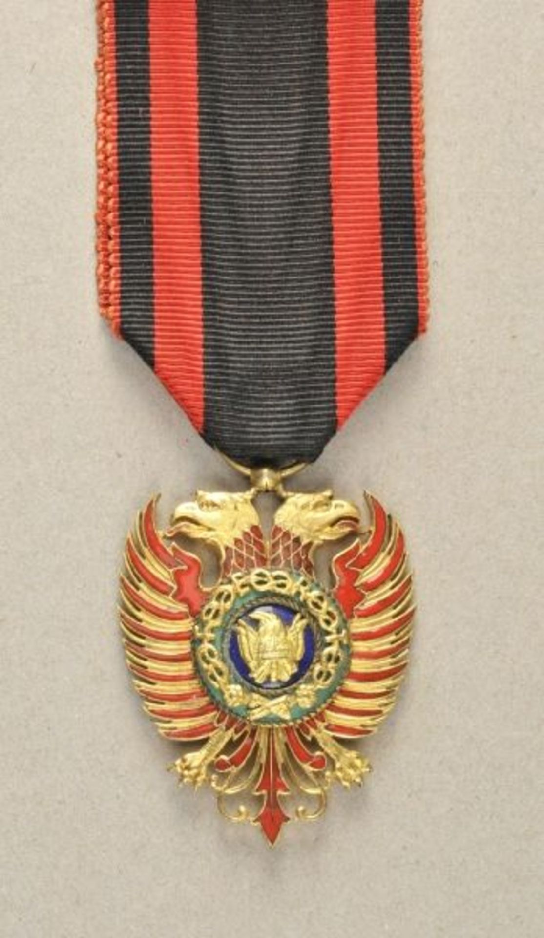Albania  Skanderbeg orden, 2nd model (1940-1944), knight´s cross.  Silver gildet, partially