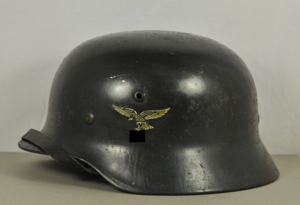 Air Force  Steel helmet, M35, Luftwaffe with 2 decals.  Blue-grey paint, eagle 1. model remains to