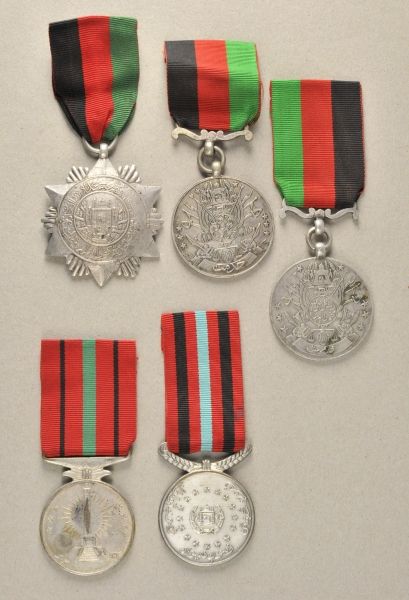Afghanistan  Lot of 5 awards.  Various, mostly at ribbons.  Condition: II    Starting price: