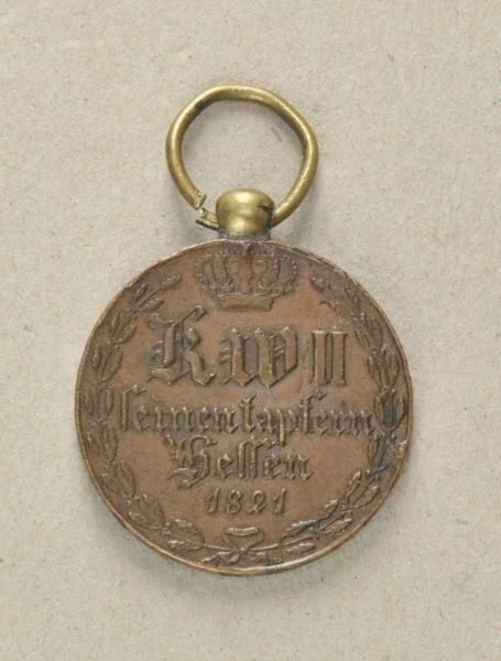 Hessen  War Medal for the Campaign 1814/1815 for combattants.  Bronce, with edge inscription AUS