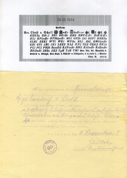 Prussia  Estade of orders return documents of Generaloberst and Generaladjutant Kaiser Wilhelm II.