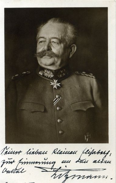 Autographs  Litzmann, Karl.  (1850-1936). General of the Infantery, prussian Staatsrat, oldeds