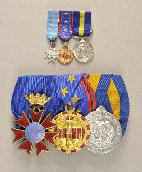 Andorra  Big medalbar with 3 awards.  1.)  Meritorous orden, knight´s cross; 2.) medal of the