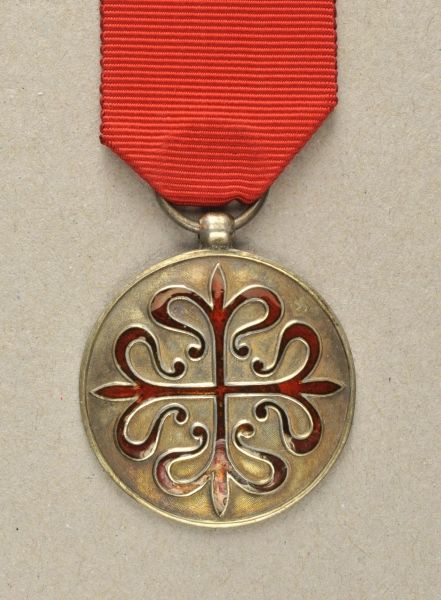 Spain  Military Order of Calatrava, Medal.  Silver gilded, partially enamelled, on ribbon, worn.