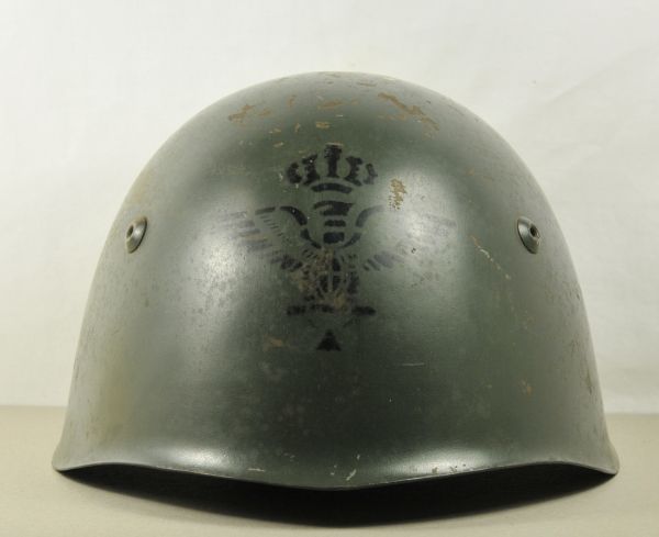 Italy  Steel helmet, M33, for generals.  Green painted, black eagle, base 140 marked, with liner and