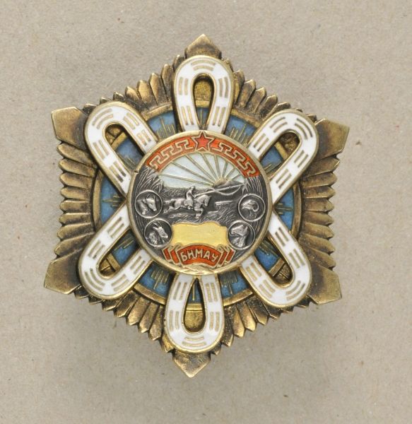 Mongolia  Order of the Polar Star, 3. type, variation 4.  Silver gilded and enamelled, on screwback,