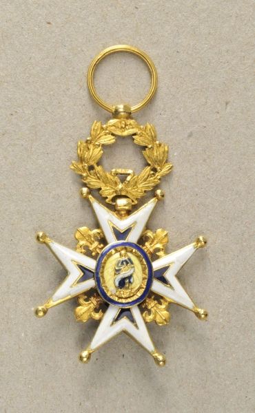 Spain  Royal Order Karls III., 1. model (1771-1804), knights cross.  Gold, partially enamelled,