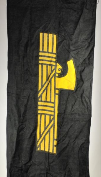 Italy  Banner of the Faschists.  Black fabric, yellow fasces sewn on, three lashes, with two