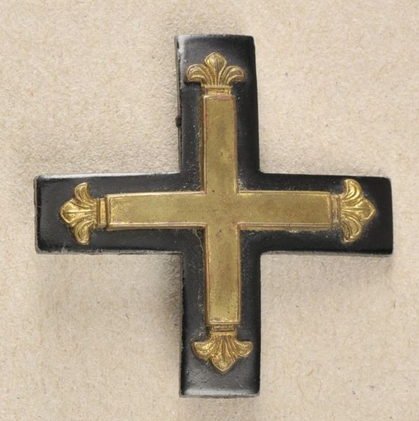 Freikorps  Baltic Cross.  Blackened, device gilded, several times riveted, vaulted, on pin.