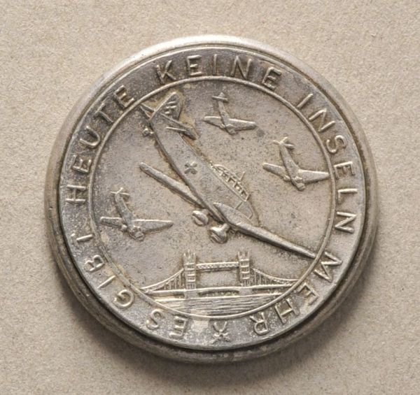 Germany (1933-1945)  Metal strike of the Meissen-plaque "Es gibt heute keine Inseln mehr".  Zinc