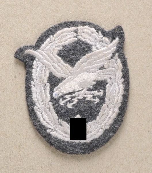 Germany (1933-1945)  Gunners Badge, with lighning bolts.  Maschine emboridered, with backing.