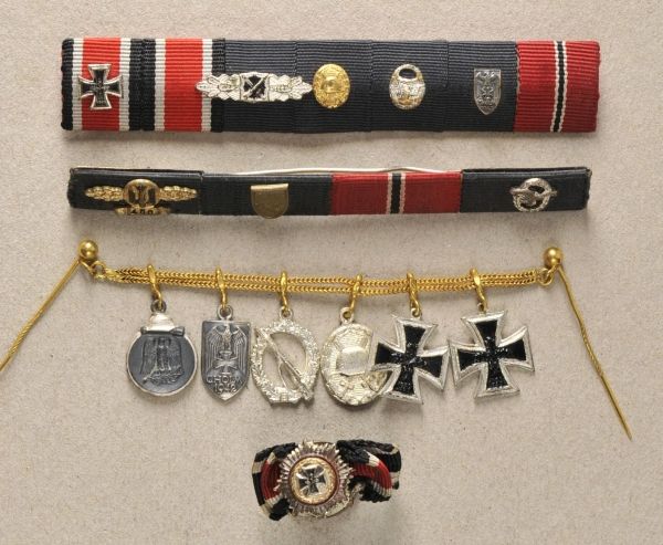 Germany (1933-1945)  Lot miniatures and ribbonbars.  Various combinations.  Condition: II