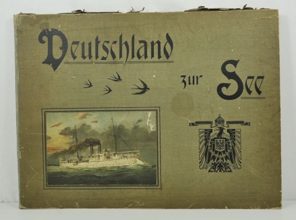 Literature  Folder "Germany at Sea".  Large size folder, 22 plates, each with one or two ships-