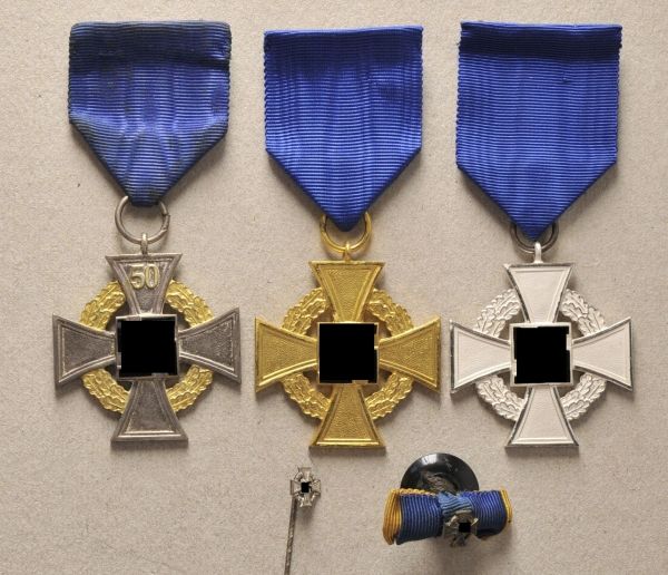 Germany (1933-1945)  Lot of 3 Loyal Service Decorations.  1.) Loyal Service Decoration, special