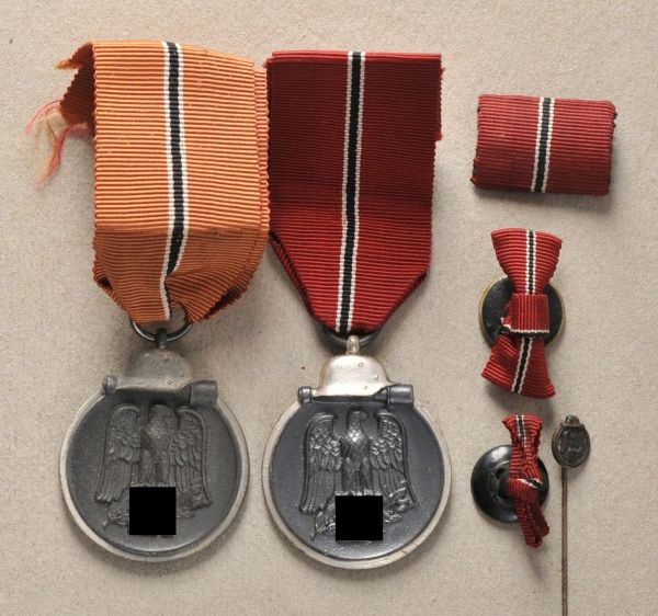 Germany (1933-1945)  Lot of 2 Eastern Front Medals.  Each on ribbon; comes with bits and pieces.