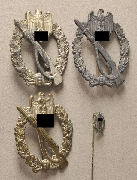 Germany (1933-1945)  Lot of 3 Infantery Assault Badges.  Various, with miniature.  Condition: