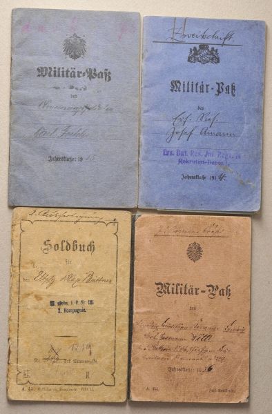 German Empire (1871-1918)  Lot of 13 booklets.  Military pass, soldbooks and shooting books.