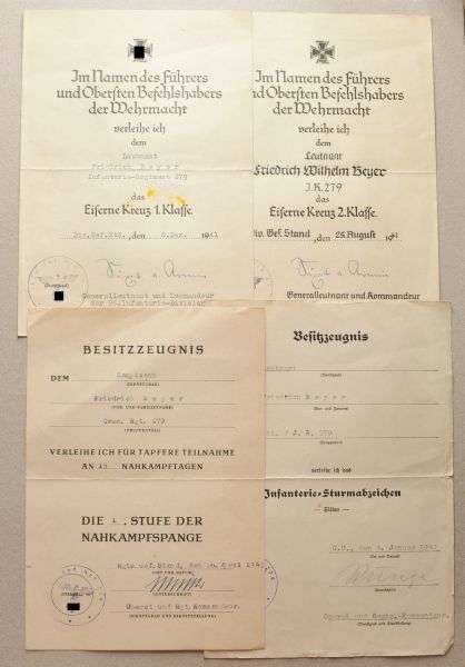 Germany (1933-1945)  Document estade of Hauptmann Friedrich Beyer of III./ Infantery-/Grenadier-