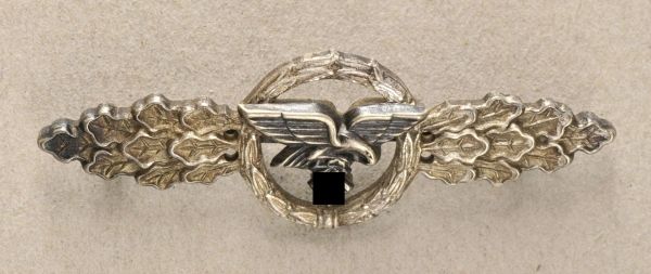 Germany (1933-1945)  Flight Clasp for Recon-Troops, in silver.  Brass silvered, eagle riveted, on