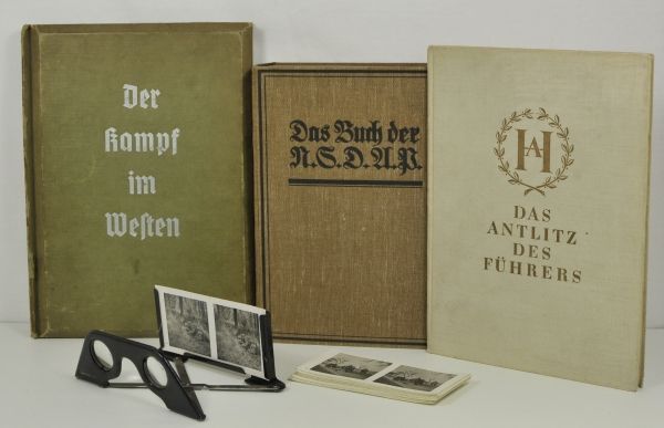 Literature  Lot of 3 books.  - Raumbildalbum: Der Kampf im Westen, all 100 images and glasses; - Das