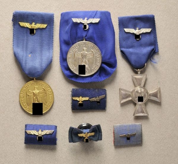 Germany (1933-1945)  Lot of 3 Wehrmacht Long Service Decorations.  Various, with ribbon device;