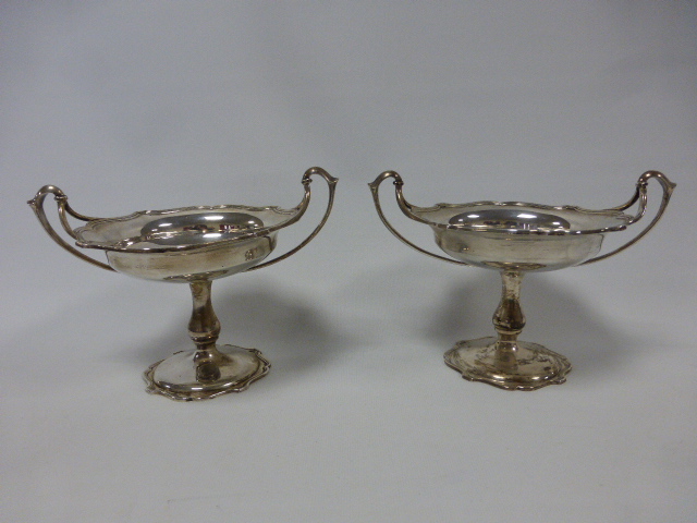 Pair of Victorian silver Mappin & Webb twin handled tazzas with pie crust borders, hallmarked London