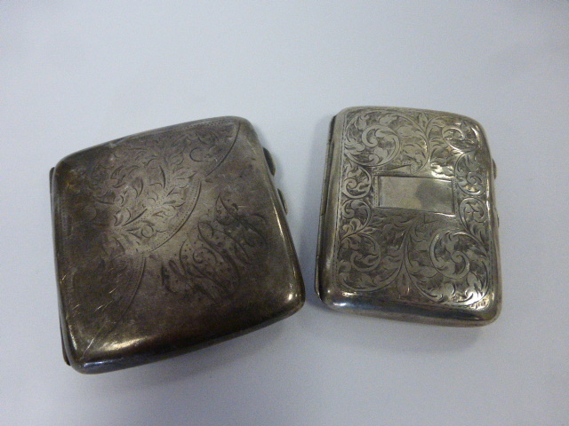 Two silver cigarette cases, hallmarked Chester 1917 and Birmingham 1924, 137.4g