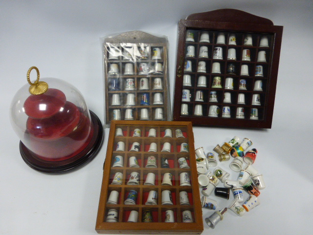 Collection of 113 thimbles with four display cases