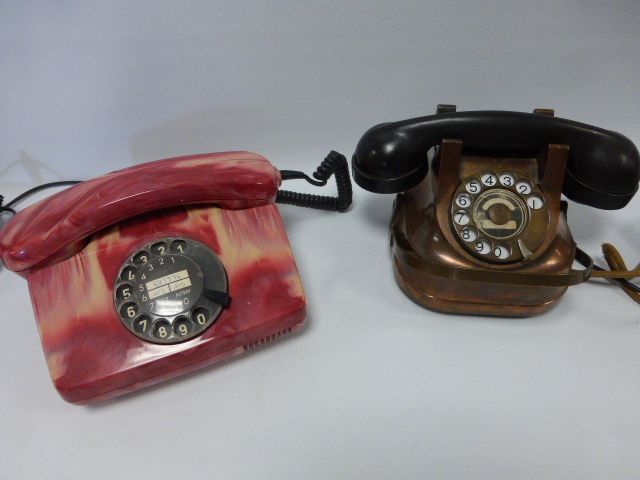 Telephones - A rare 'strawberry' dial telephone, circa 1960, by H. Widmaier, complete, together with