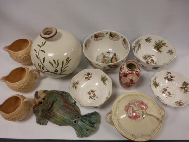 Collection of assorted china and pottery to include a Susie Cooper covered tureen, large bulbous