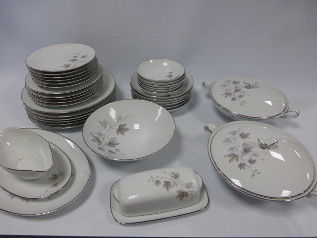 Noritake `Harwood` pattern china dinner set consisting of 2 covered tureens, oval platter, 6 dinner