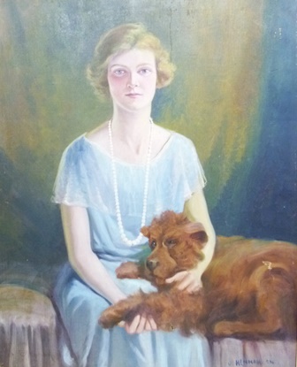 JOSEPH EDWARD HENNAH Portrait Study of a Lady with pet Dog on her lap, Oil on canvas, signed 75 x - Image 3 of 4