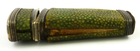 TWO 19TH CENTURY SILVER ETUI one covered with shagreen with four compartments, no tools the other - Image 6 of 7