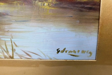 GEORGE JENNINGS A pair of Riverscape scenes with sheep and companion, in printed gesso glazed - Image 3 of 5