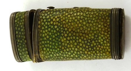 TWO 19TH CENTURY SILVER ETUI one covered with shagreen with four compartments, no tools the other - Image 5 of 7