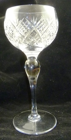 A SET OF SIX ENGLISH HOCK GLASSES with cut crucible bowls and bulb stems, 17cm high - Image 3 of 3