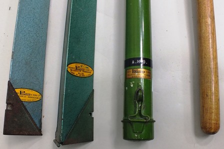 THREE PADMORE & SONS METAL CUE CASES and a CUE REST, (Ex St Paul`s Club, Birmingham) - Image 2 of 2