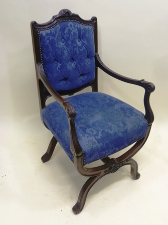 W. WALKER & SONS, 119 Bunhill Row, London A VICTORIAN MAHOGANY SALON CHAIR having foliate carved