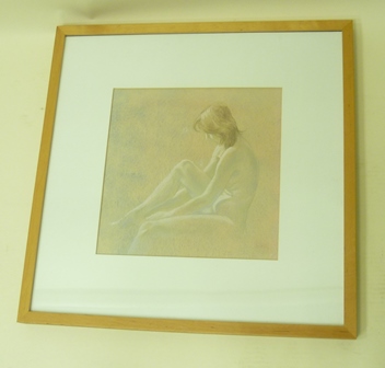 K ROSS WELBURN  Study of a seated female nude, Chalk or pastel, 29 x 29cm signed in pencil, plain