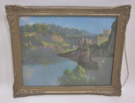 ROY GREGORY ""Near Tintern on The Wye"" a river scene with stone bridge in evening light, Oil on