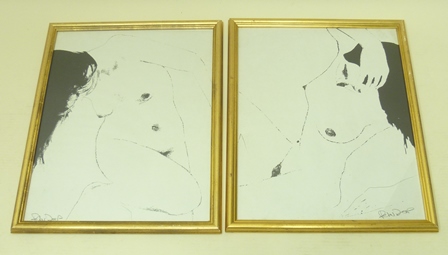 PETER HEINERSDORFF A PAIR OF PHOTOGRAPHIC BLACK & WHITE PRINTS of naked ladies circa 1970, 40 x