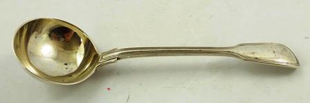 GEORGE ADAMS A VICTORIAN SILVER SAUCE LADLE fiddle and thread pattern, London 1864, 78g