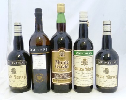 TIO PEPE, 1 bottle CONTES AMONTILLADO, 1 bottle MONTE CRISTO, 1 x litre bottle CONTE PALE FINO, 2
