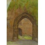 WILLIAM WELLS QUATREMAIN Archway, Kenilworth Castle, Watercolour, signed, 24cm x 34cm, in gilt