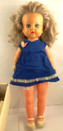 A 1960`s PLASTIC GIRL DOLL with blonde wig, mobile eyes and pull cord talking box, 65cm high, - Image 3 of 3
