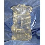 A WHITEFRIARS CLEAR GLASS TOBY JUG, 17.5cm high